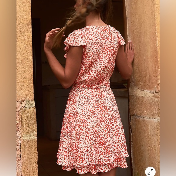 FREE PEOPLE | orange print wrap dress - Picture 4 of 8